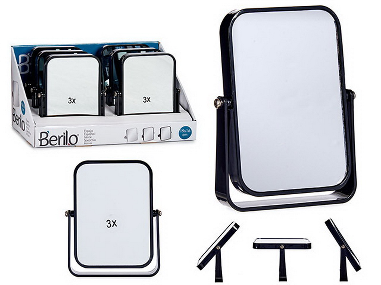 ESPELHO QUAD PRETO 16cm 42146