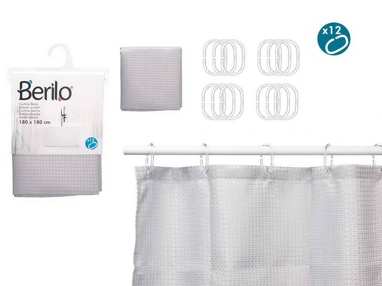 CORTINA BANHO CINZA 180X180 89381