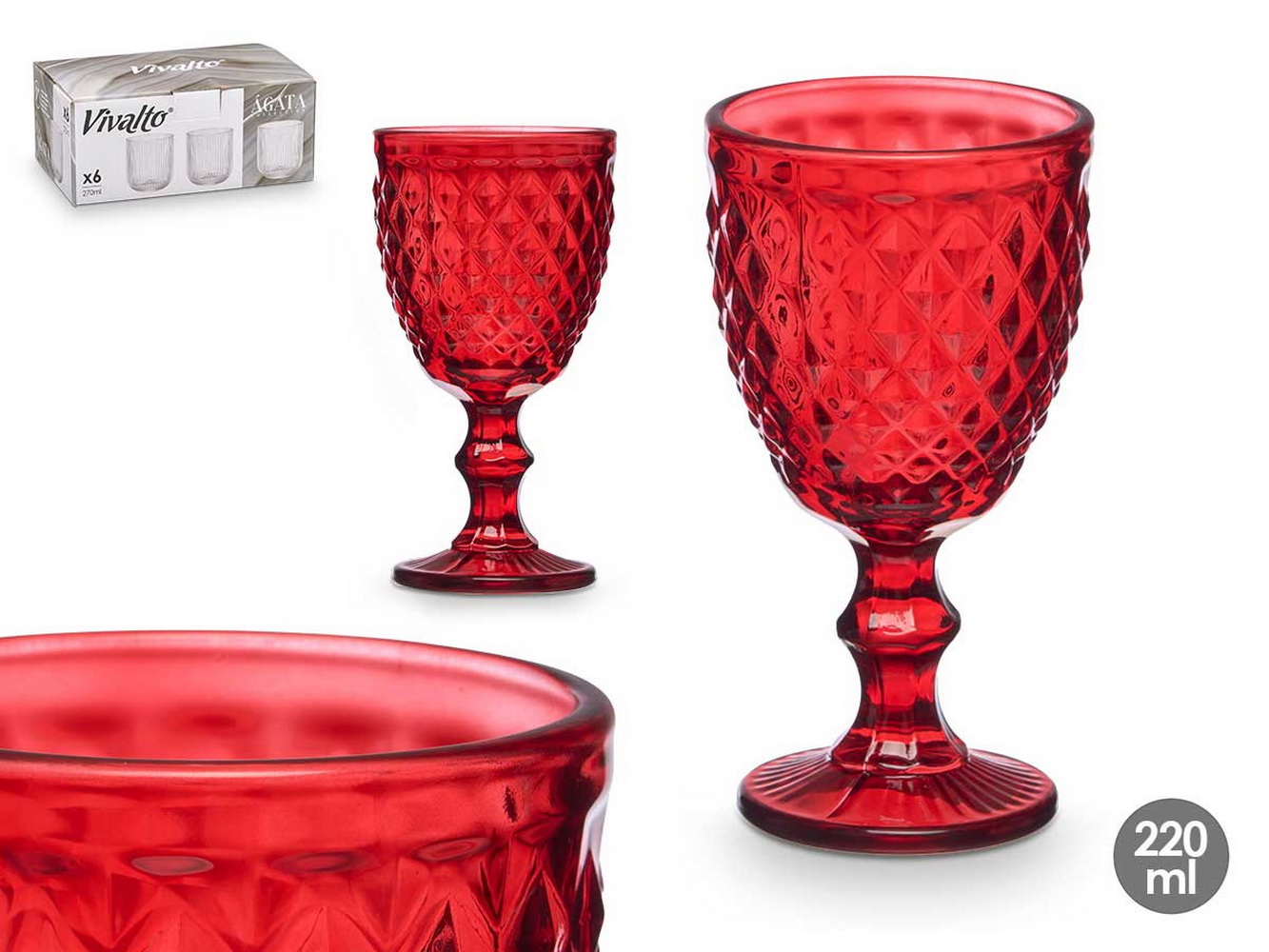 CALICE DIAM VERMELHO 220ml 38248