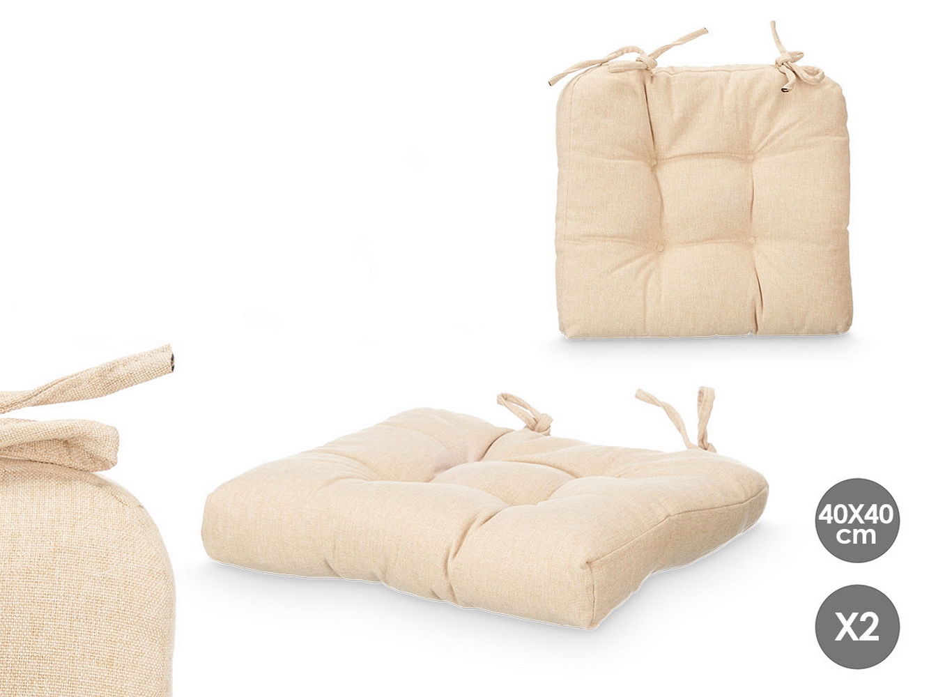 CONJ 2 ALMOFADAS BEGE 40X40 11445